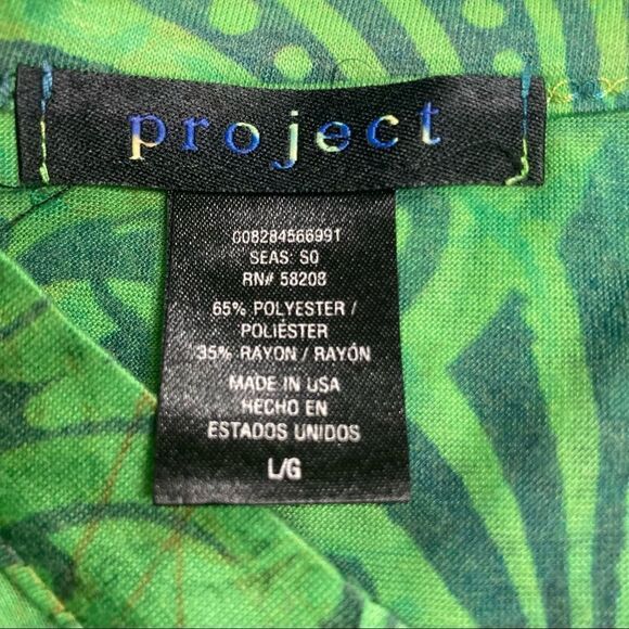 PROJECT Women’s Green Top 3/4 Sleeves Jewel Neckline Size Large Ruched front‎ - Picture 8 of 8